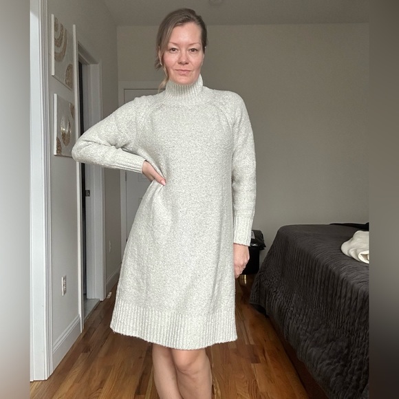 Mock Neck Long Sleeve Knee Length Sweater Dress - Picture 7 of 10